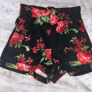 Forever 21 black rose shorts